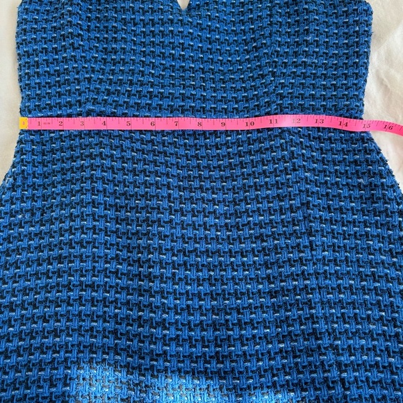 NWT Zara Textured Tweed Weave Blue Tank Mini Dress Spaghetti Straps Sz L - Picture 11 of 13